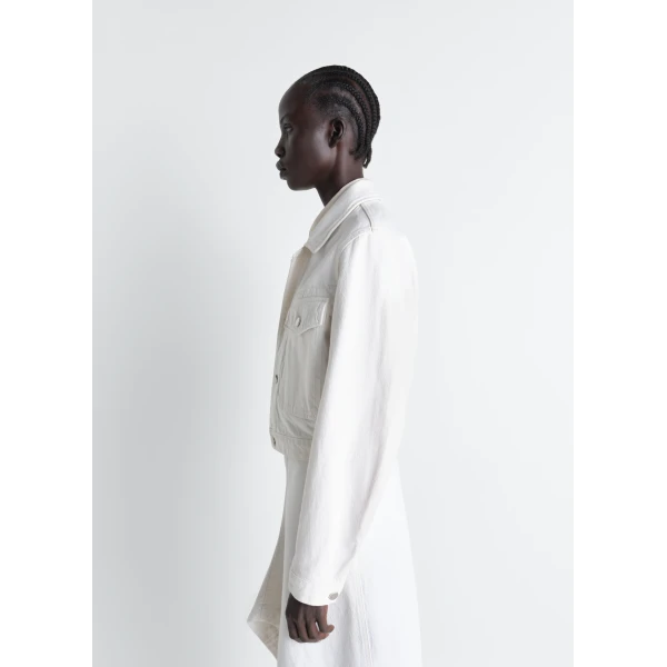Lemaire Cropped Blouson in Denim - Jackets - Parisian Minimalist Luxury at Luxury Shoes 