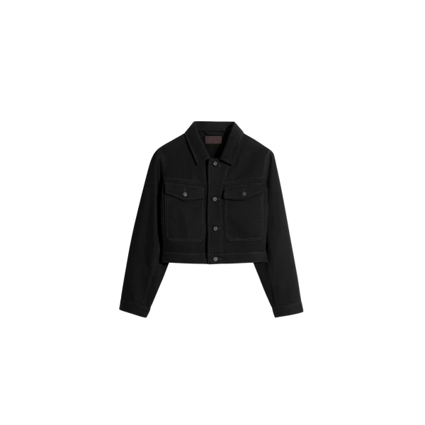 Lemaire Cropped Blouson in Denim - Jackets - Parisian Minimalist Luxury at Luxury Shoes 