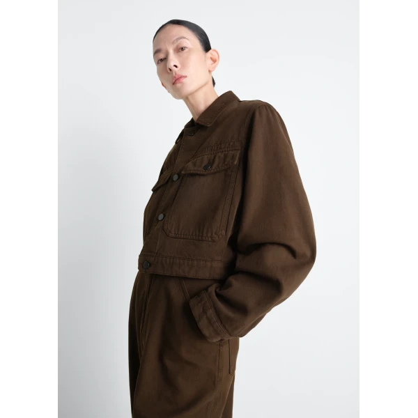 Lemaire Cropped Blouson in Dyed Heavy Broken Twill - Jackets - Parisian Minimalist Luxury at Luxury Shoes 