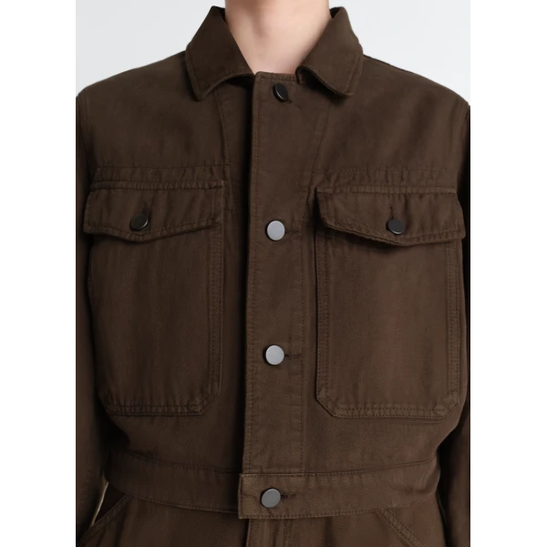 Lemaire Cropped Blouson in Dyed Heavy Broken Twill - Jackets - Parisian Minimalist Luxury at Luxury Shoes 