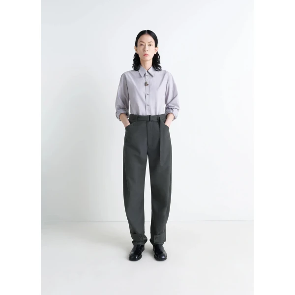 Lemaire Curved Tailored Pants in Polywool - Pants - Parisian Minimalist Luxury at Luxury Shoes 