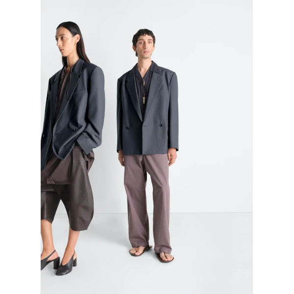 Lemaire Double Breasted Tailored Jacket in Polywool, view 3