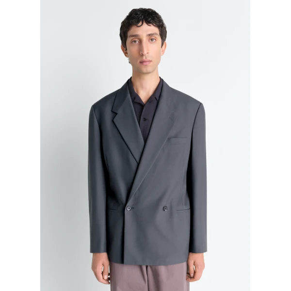 Lemaire Double Breasted Tailored Jacket in Polywool, view 5