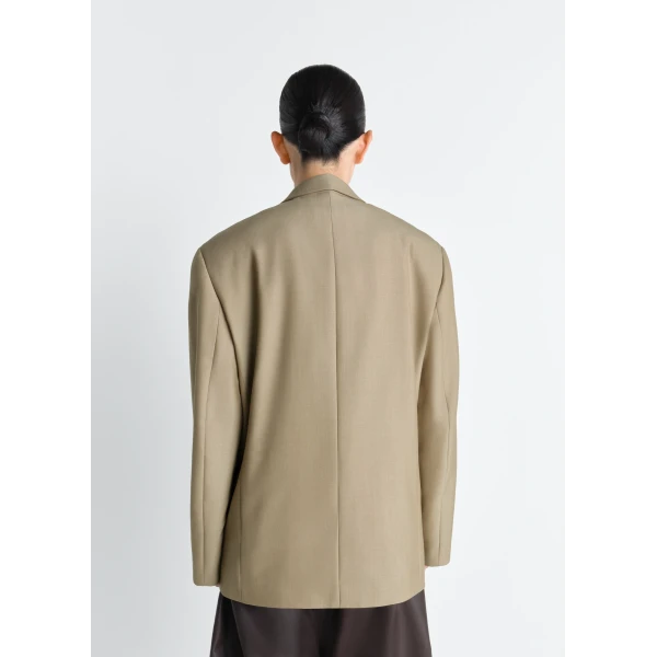 Lemaire Double Breasted Tailored Jacket in Tropical Polywool - Jackets - Parisian Minimalist Luxury at Luxury Shoes 