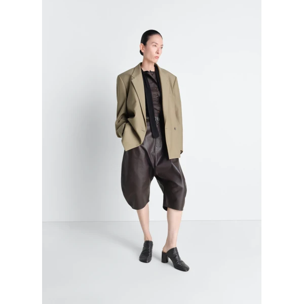 Lemaire Double Breasted Tailored Jacket in Tropical Polywool - Jackets - Parisian Minimalist Luxury at Luxury Shoes 