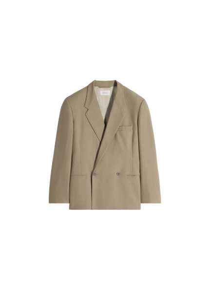 Lemaire Double Breasted Tailored Jacket in Tropical Polywool - Jackets - Parisian Minimalist Luxury at Luxury Shoes 