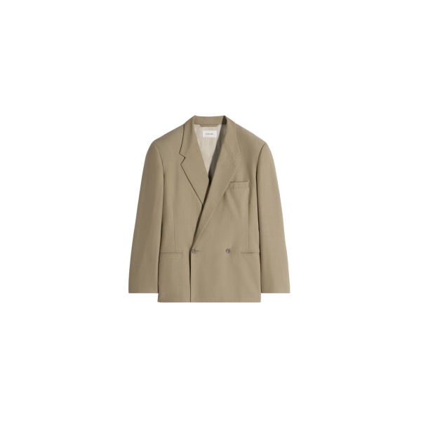 Lemaire Double Breasted Tailored Jacket in Tropical Polywool - Jackets - Parisian Minimalist Luxury at Luxury Shoes 
