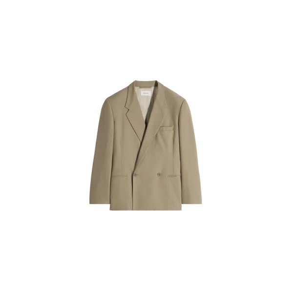 Lemaire Double Breasted Tailored Jacket in Tropical Polywool - Jackets - Parisian Minimalist Luxury at Luxury Shoes 