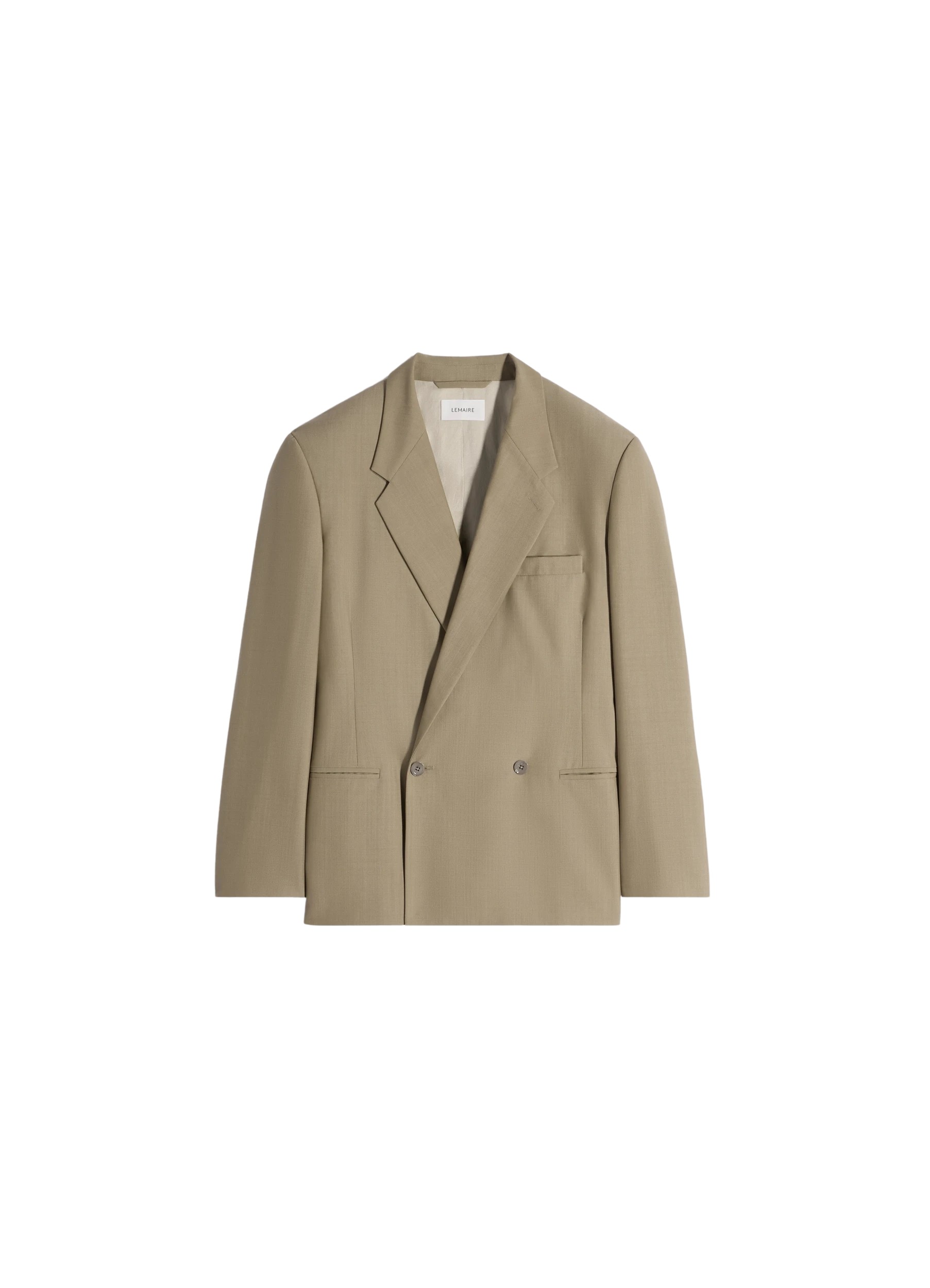 Lemaire Double Breasted Tailored Jacket in Tropical Polywool - Jackets - Parisian Minimalist Luxury at Luxury Shoes 
