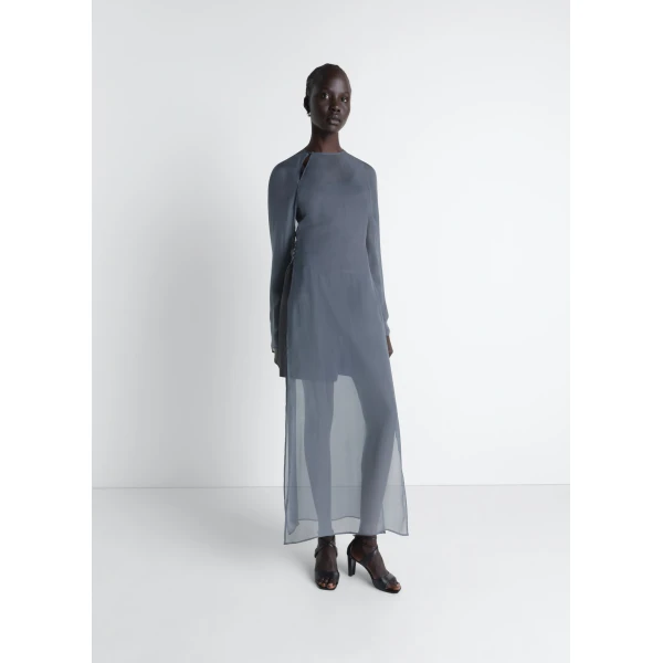 Lemaire Dress with Slits in Transparent Cupro - Dresses - Parisian Minimalist Luxury at Luxury Shoes 
