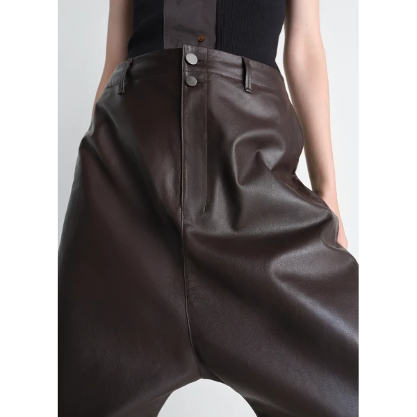 Lemaire Dropped Crotch Leather Bermudas - Shorts - Parisian Minimalist Luxury at Luxury Shoes 