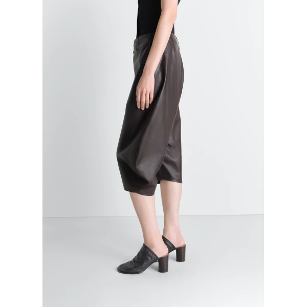 Lemaire Dropped Crotch Leather Bermudas - Shorts - Parisian Minimalist Luxury at Luxury Shoes 