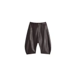 Lemaire Dropped Crotch Leather Bermudas - Shorts - Parisian Minimalist Luxury at Luxury Shoes 
