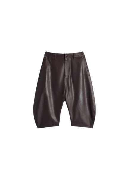 Lemaire Dropped Crotch Leather Bermudas - Shorts - Parisian Minimalist Luxury at Luxury Shoes 