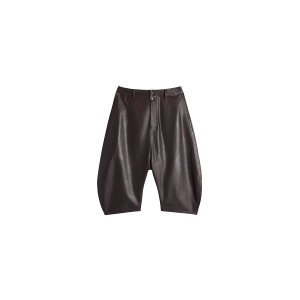 Lemaire Dropped Crotch Leather Bermudas - Shorts - Parisian Minimalist Luxury at Luxury Shoes 