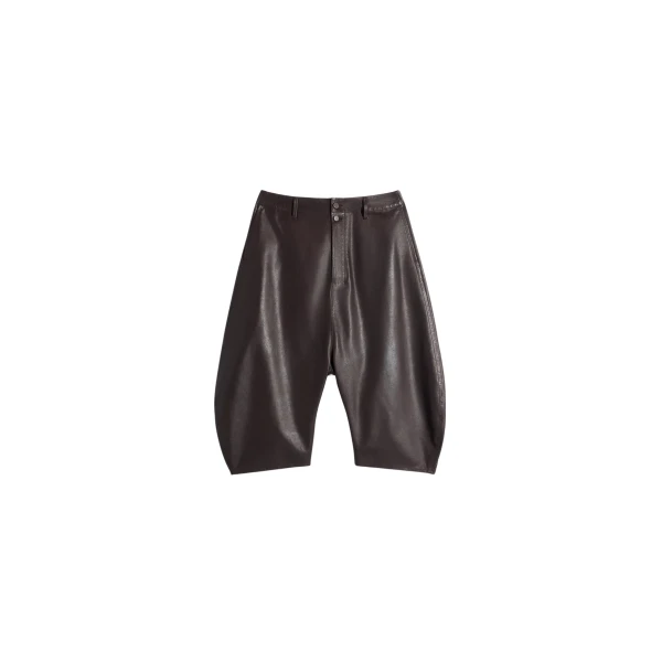 Lemaire Dropped Crotch Leather Bermudas - Shorts - Parisian Minimalist Luxury at Luxury Shoes 