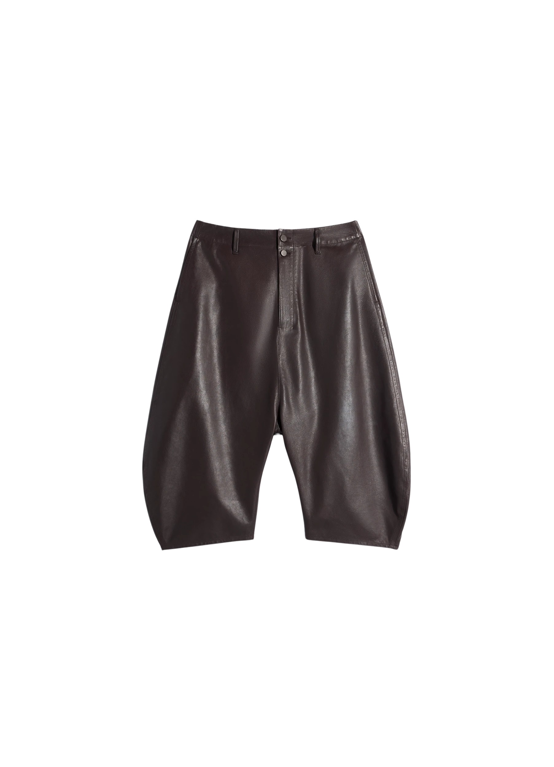 Lemaire Dropped Crotch Leather Bermudas - Shorts - Parisian Minimalist Luxury at Luxury Shoes 