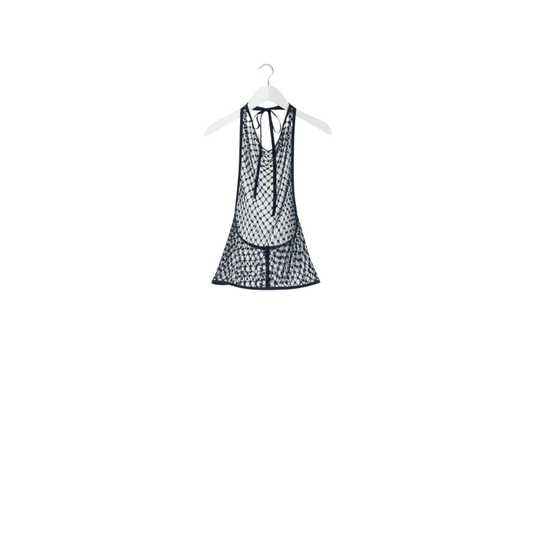 Lemaire Fishnet Halter Top in Lace Veil - Tops - Parisian Minimalist Luxury at Luxury Shoes 