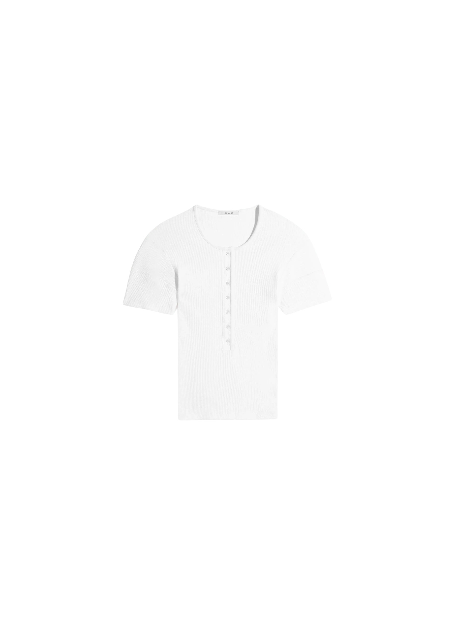 Lemaire Fitted Henley in Jersey - Tops - Parisian Minimalist Luxury at Luxury Shoes 