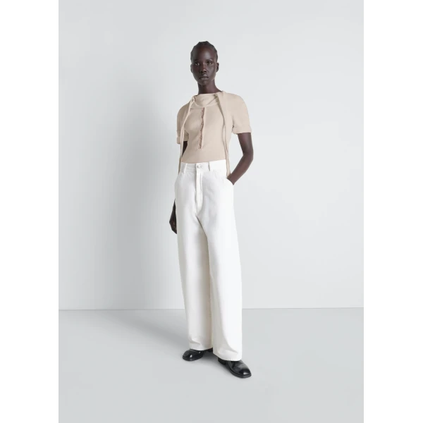 Lemaire Fitted Henley in Jersey - Tops - Parisian Minimalist Luxury at Luxury Shoes 
