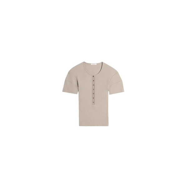 Lemaire Fitted Henley in Jersey - Tops - Parisian Minimalist Luxury at Luxury Shoes 