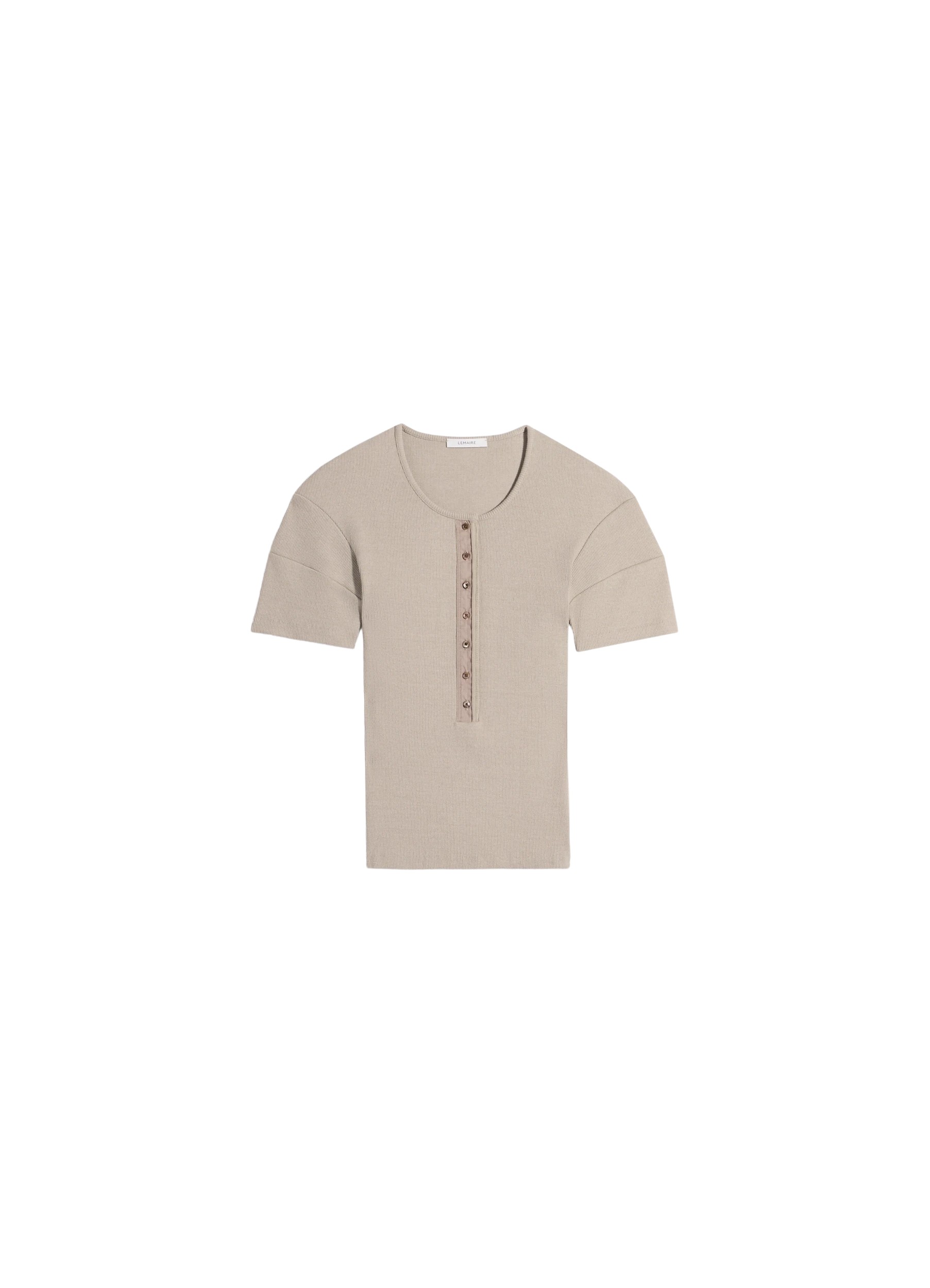 Lemaire Fitted Henley in Jersey - Tops - Parisian Minimalist Luxury at Luxury Shoes 