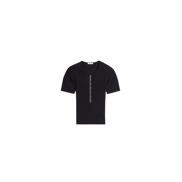 Lemaire Fitted Henley in Jersey - Tops - Parisian Minimalist Luxury at Luxury Shoes 