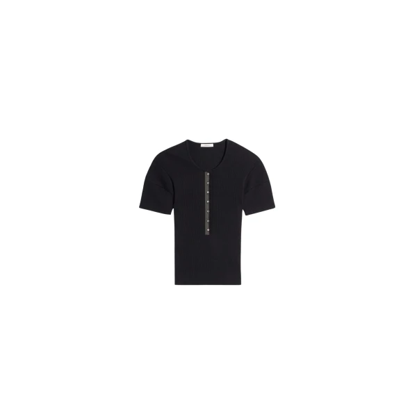 Lemaire Fitted Henley in Jersey - Tops - Parisian Minimalist Luxury at Luxury Shoes 