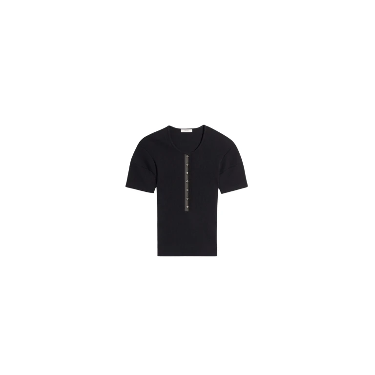 Lemaire Fitted Henley in Jersey - Tops - Parisian Minimalist Luxury at Luxury Shoes 