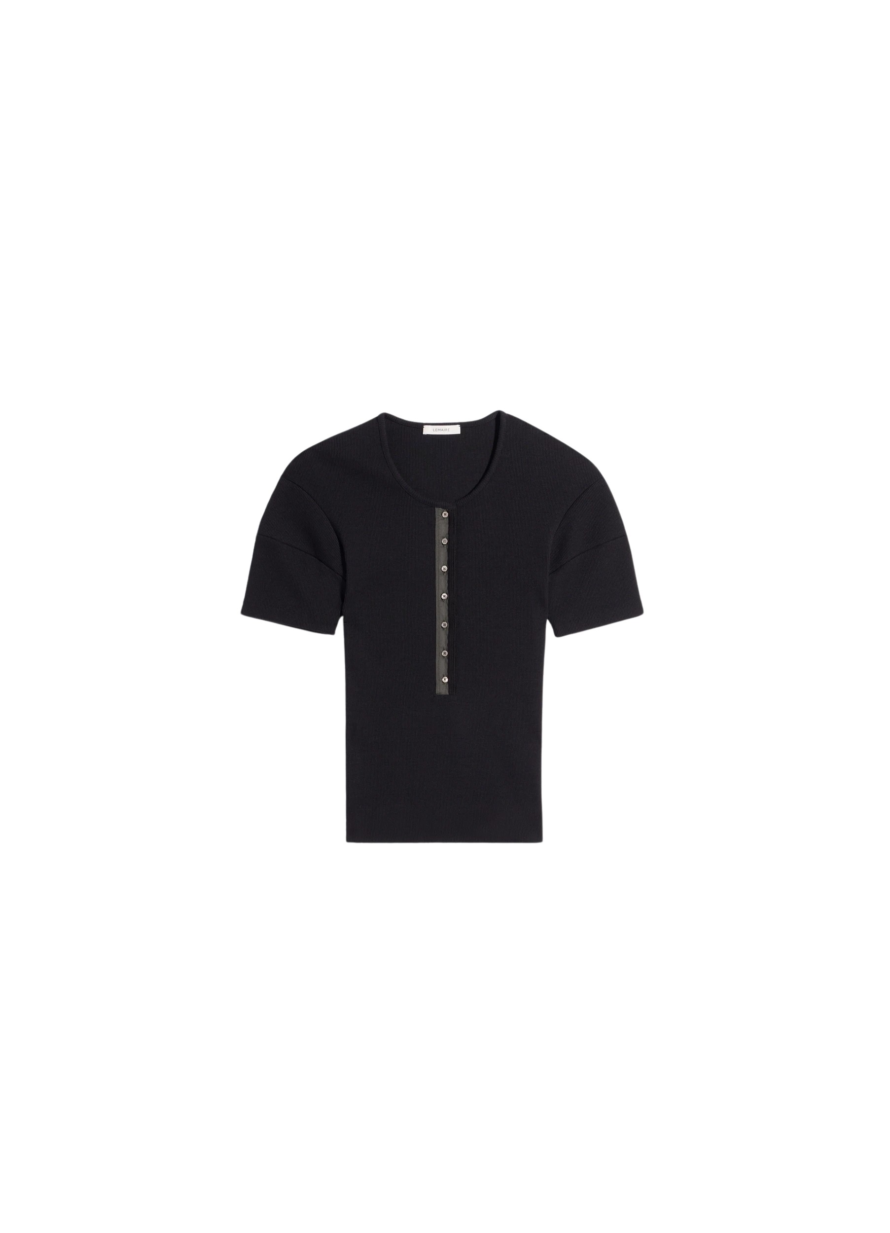 Lemaire Fitted Henley in Jersey - Tops - Parisian Minimalist Luxury at Luxury Shoes 