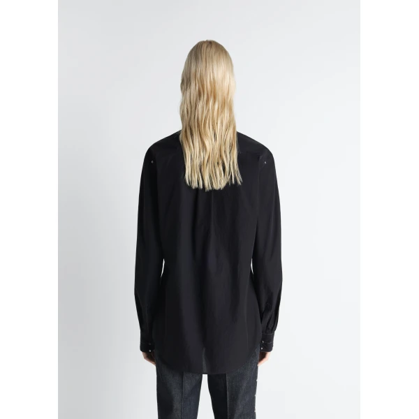Lemaire Fitted Shirt with Studs in Crepe Cotton - Tops - Parisian Minimalist Luxury at Luxury Shoes 