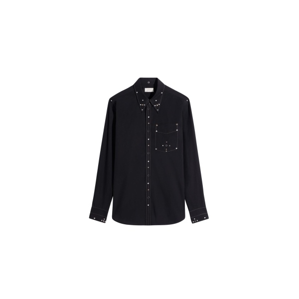 Lemaire Fitted Shirt with Studs in Crepe Cotton - Tops - Parisian Minimalist Luxury at Luxury Shoes 