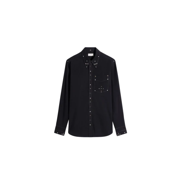 Lemaire Fitted Shirt with Studs in Crepe Cotton - Tops - Parisian Minimalist Luxury at Luxury Shoes 