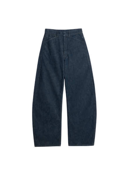 Lemaire High Waisted Curved Pants in Denim - Pants - Parisian Minimalist Luxury at Luxury Shoes 