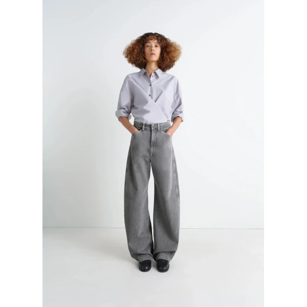 Lemaire High Waisted Curved Pants in Denim, view 2