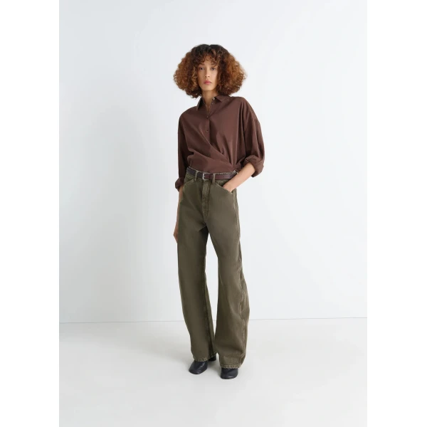 Lemaire High Waisted Curved Pants in Denim, view 2