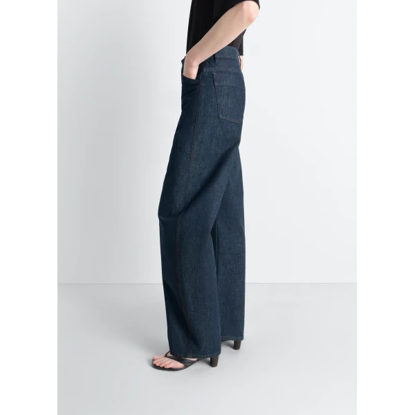 Lemaire High Waisted Curved Pants in Denim - Pants - Parisian Minimalist Luxury at Luxury Shoes 