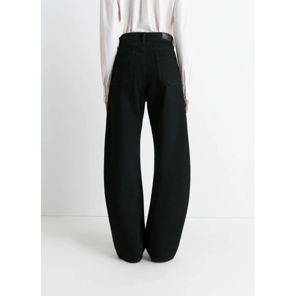 Lemaire High Waisted Curved Pants in Denim - Pants - Parisian Minimalist Luxury at Luxury Shoes 