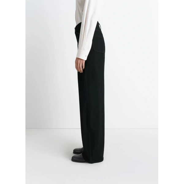Lemaire High Waisted Curved Pants in Denim - Pants - Parisian Minimalist Luxury at Luxury Shoes 