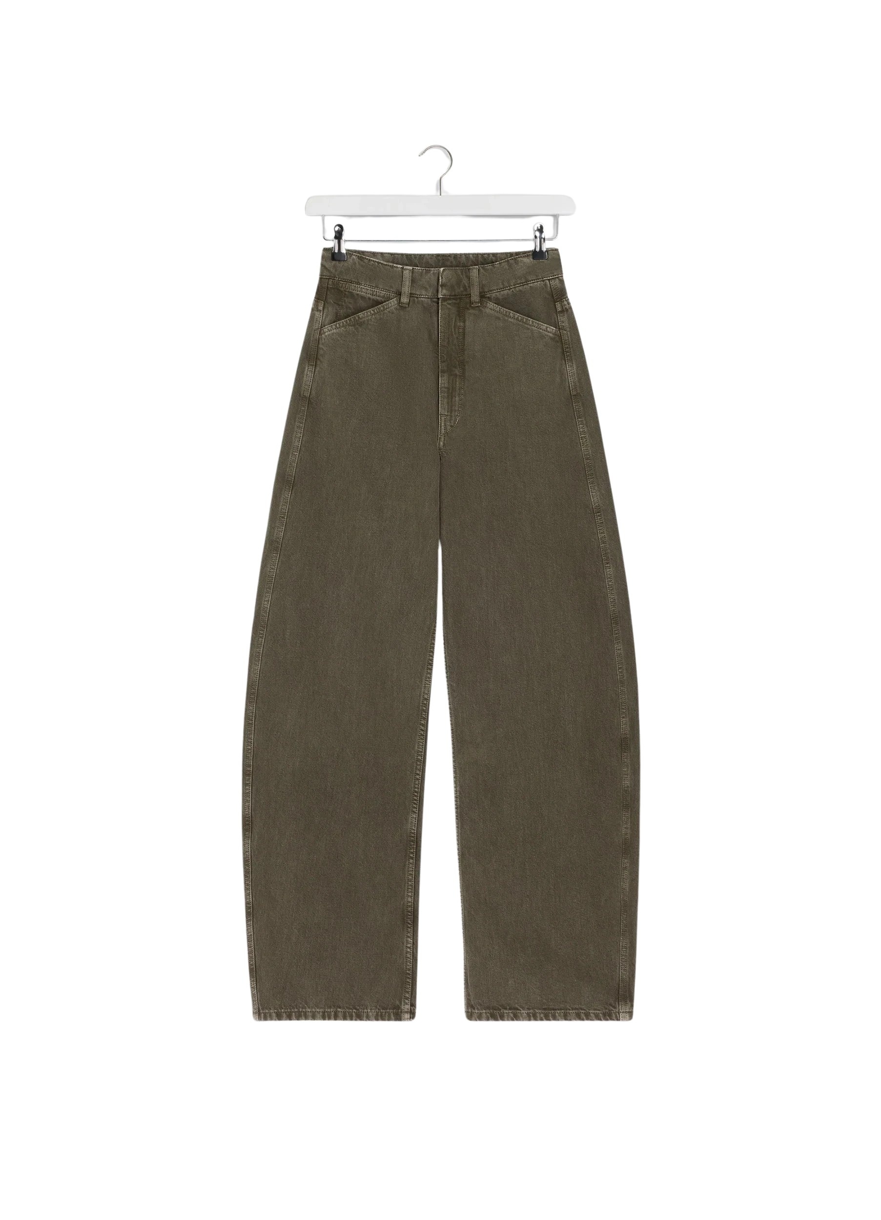 Lemaire High Waisted Curved Pants in Denim - Pants - Parisian Minimalist Luxury at Luxury Shoes 