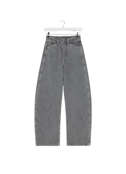 Lemaire High Waisted Curved Pants in Denim - Pants - Parisian Minimalist Luxury at Luxury Shoes 