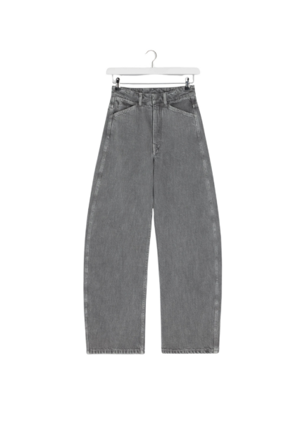 Lemaire High Waisted Curved Pants in Denim - Pants - Parisian Minimalist Luxury at Luxury Shoes 