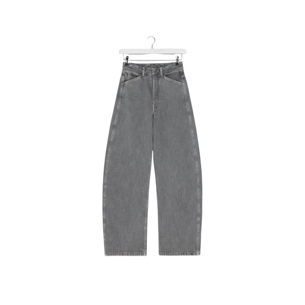 Lemaire High Waisted Curved Pants in Denim - Pants - Parisian Minimalist Luxury at Luxury Shoes 