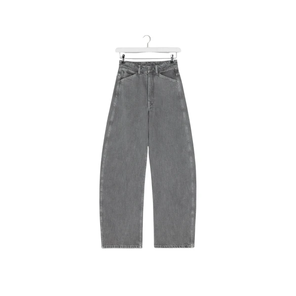 Lemaire High Waisted Curved Pants in Denim - Pants - Parisian Minimalist Luxury at Luxury Shoes 
