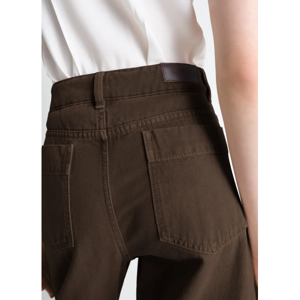 Lemaire High Waisted Curved Pants in Dyed Heavy Broken Twill - Pants - Parisian Minimalist Luxury at Luxury Shoes 