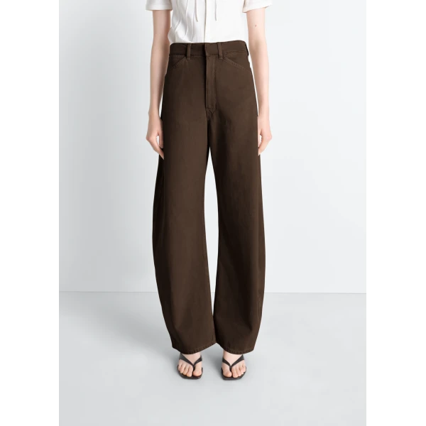 Lemaire High Waisted Curved Pants in Dyed Heavy Broken Twill - Pants - Parisian Minimalist Luxury at Luxury Shoes 