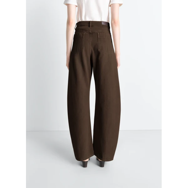 Lemaire High Waisted Curved Pants in Dyed Heavy Broken Twill - Pants - Parisian Minimalist Luxury at Luxury Shoes 