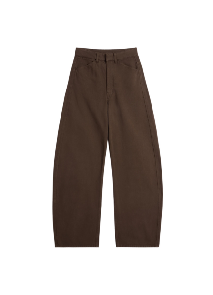 Lemaire High Waisted Curved Pants in Dyed Heavy Broken Twill - Pants - Parisian Minimalist Luxury at Luxury Shoes 