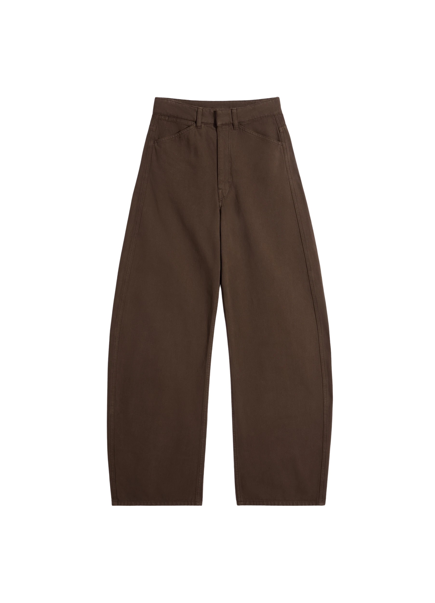 Lemaire High Waisted Curved Pants in Dyed Heavy Broken Twill - Pants - Parisian Minimalist Luxury at Luxury Shoes 
