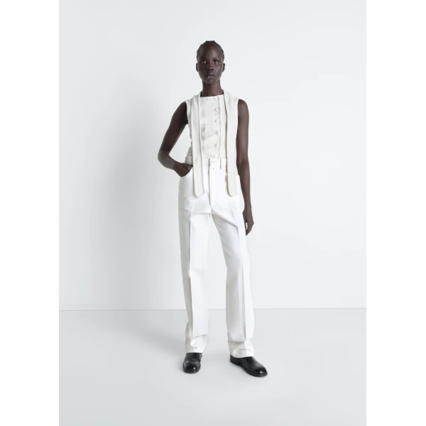 Lemaire High Waisted Straight Pants in Denim - Pants - Parisian Minimalist Luxury at Luxury Shoes 